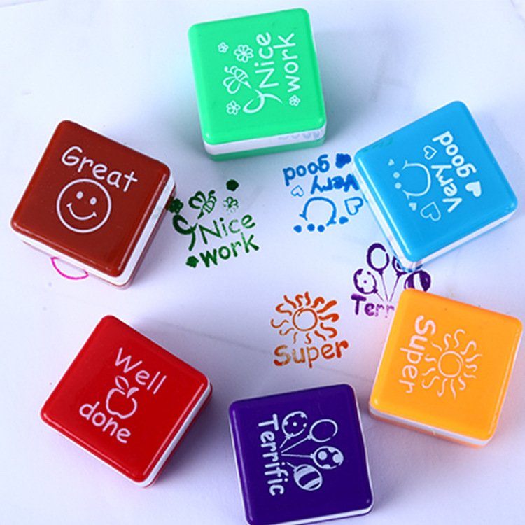 Educational Square Teacher Stamp Children Rubber EVA Kids Painting Stamp