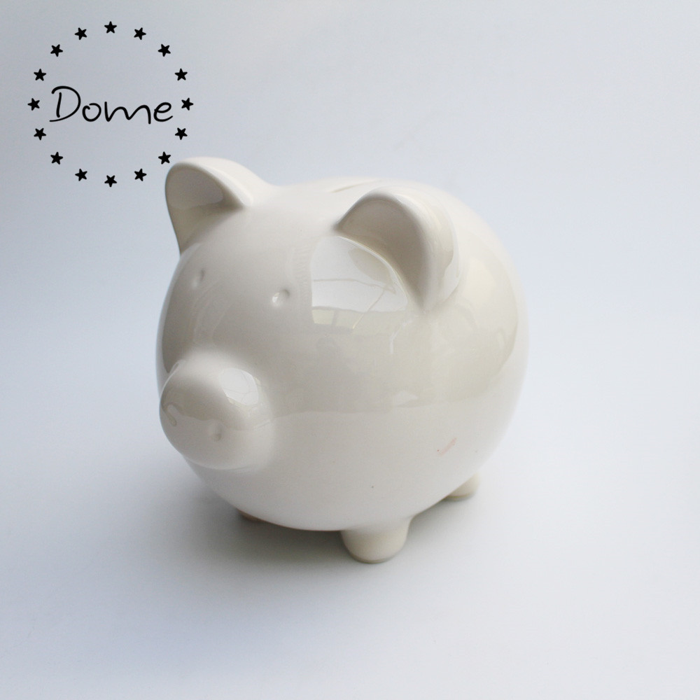 Wholesale ceramic crafts painting white ceramic piggy bank