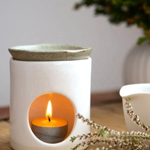 Modern Matt White Fragrance Ceramic Oil  Burner Wax Melt Warmer Tealight Candle Holder for Home Decoration