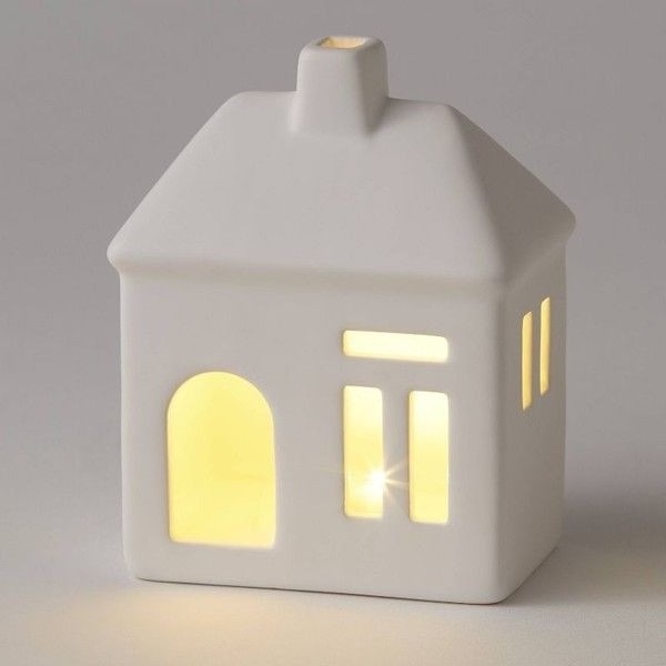 Creative Home Ornament White Ceramic Christmas House Tealight Candle holder