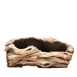 Succulent Planter Driftwood Stump Design Concrete Cement Pot