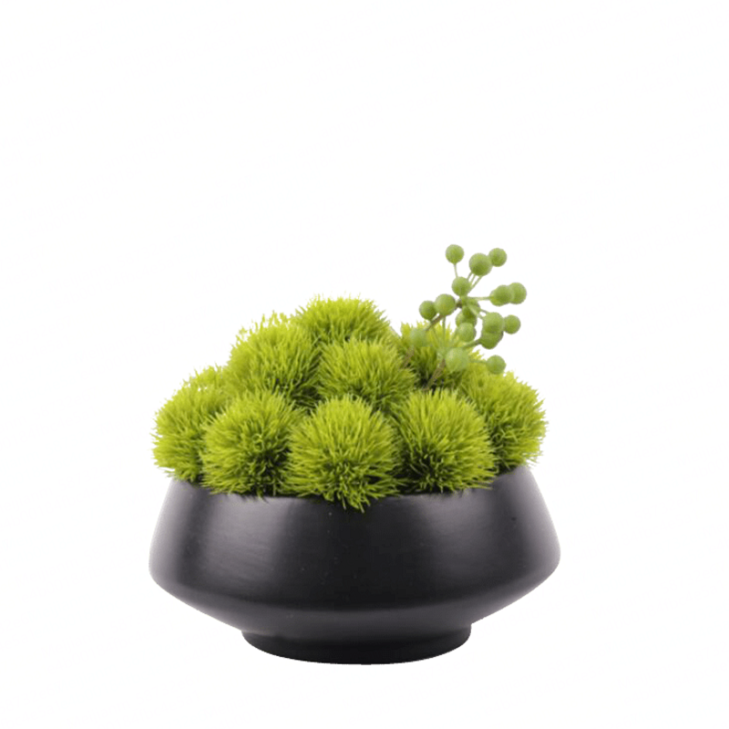 Modern tablescape succulent moss round flower pot cement concrete planter moss bowl