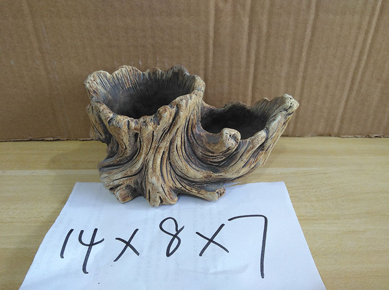 Wholesale Cement Planter Succunent Pot Driftwood Stump Log Design Flower Pot Cement