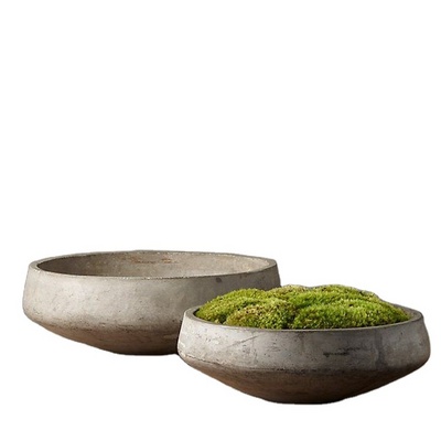 Modern tablescape succulent moss round flower pot cement concrete planter moss bowl