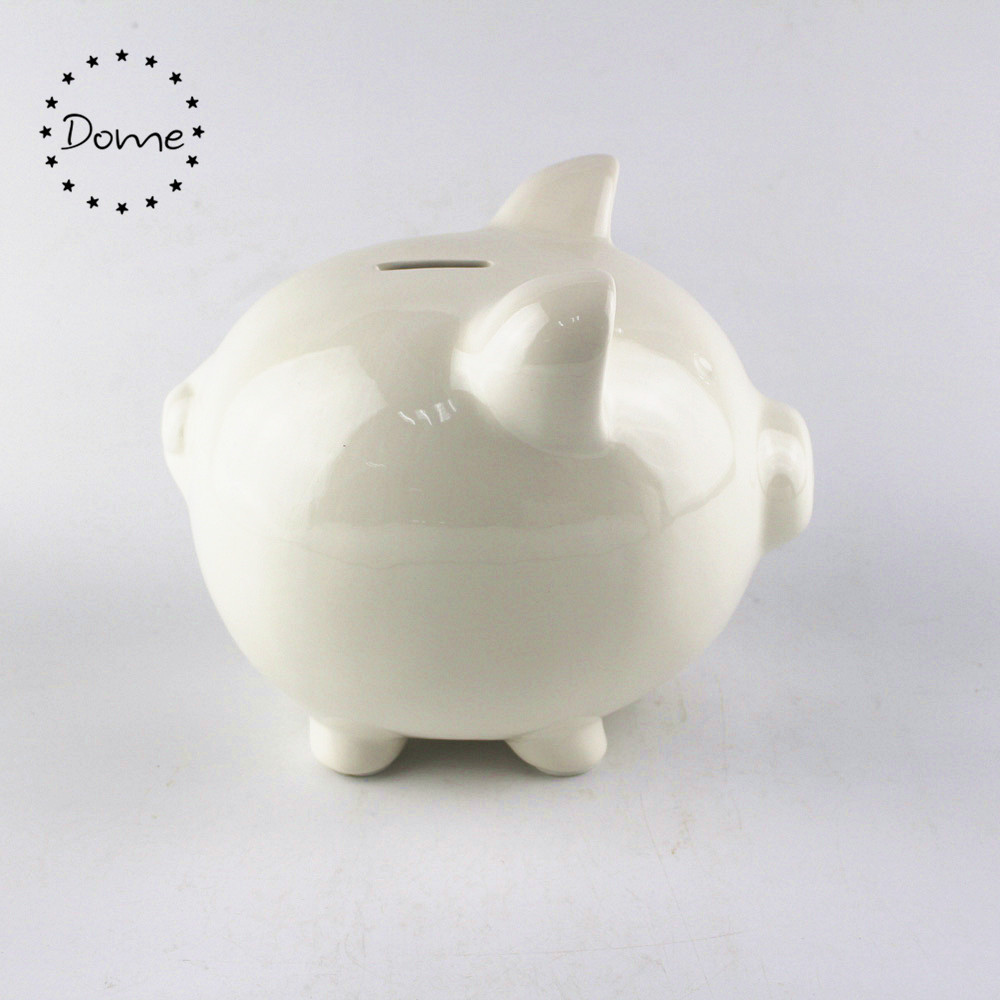 Wholesale ceramic crafts painting white ceramic piggy bank