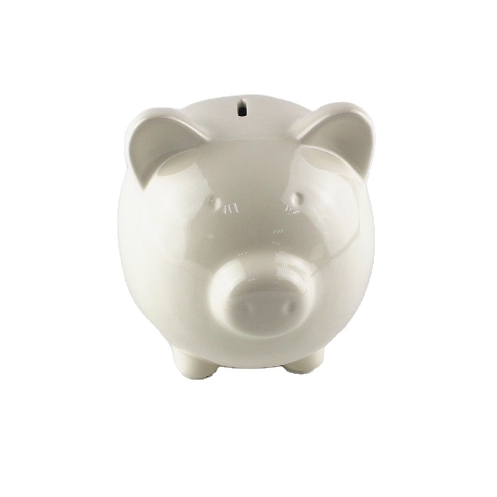 Wholesale ceramic crafts painting white ceramic piggy bank