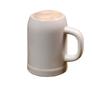 10 OZ,18.5 OZ,35 OZ  beige ceramic beer mugs custom made stoneware beer steins for sale