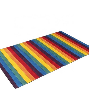 Rainbow design carpet rug custom hand tufted rug wool material