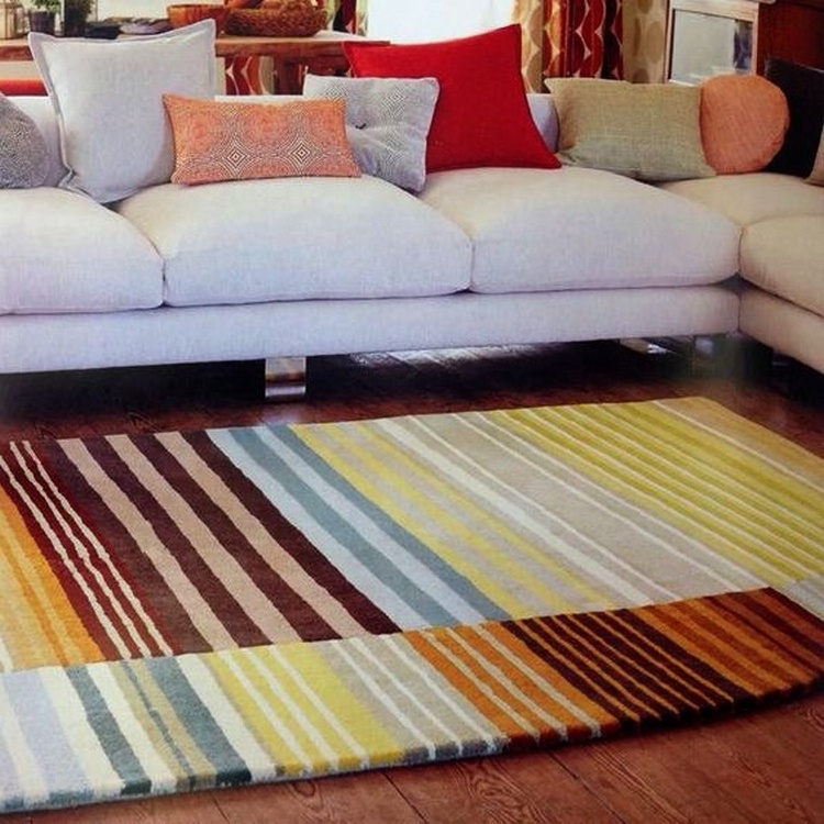 Rainbow design carpet rug custom hand tufted rug wool material