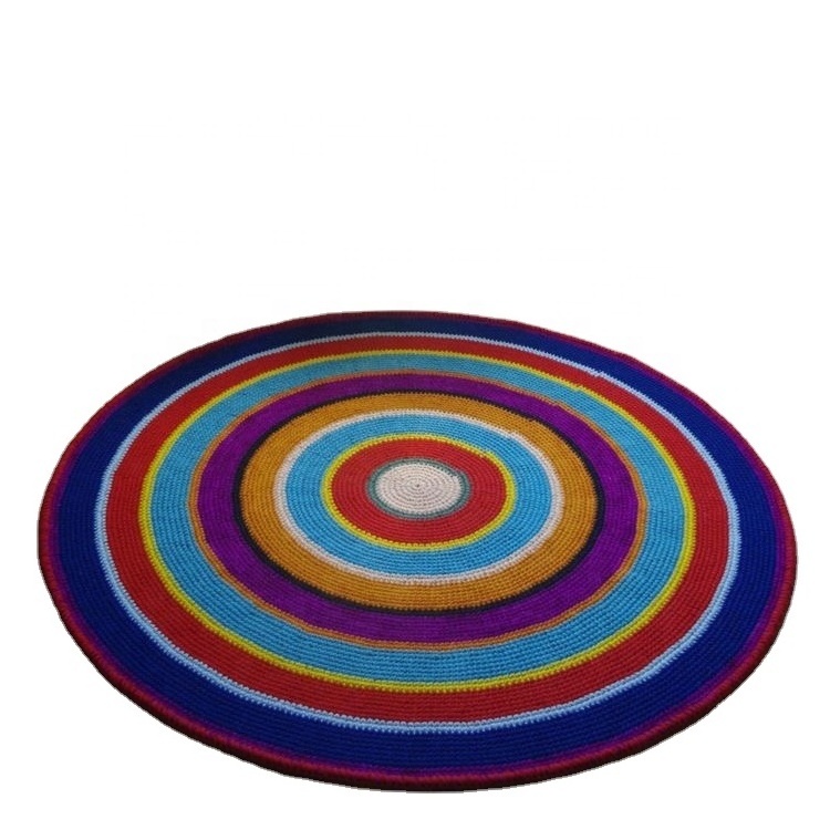 Rainbow design carpet rug custom hand tufted rug wool material