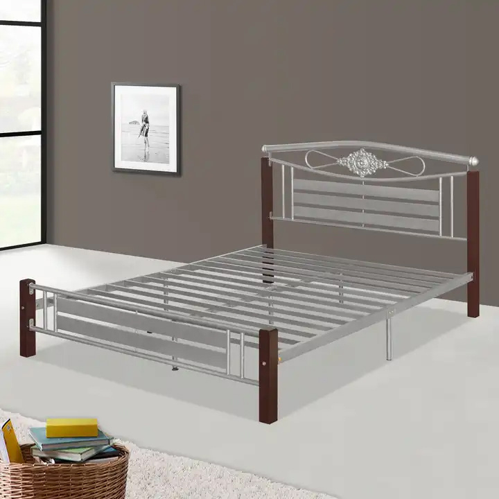 Classic Metal Bed Frame BF-211 Sleeping Bed Platform with Vintage Headboard and Footboard Iron Queen Size Bed