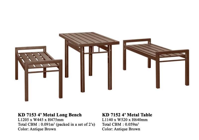 Modern Factory Direct Outdoor Metal Domica KD-7976 Wooden Seating Bench Chair Malaysia