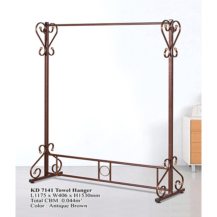 Wholesale Antique Design KD-7141 Bathroom Towel Hanger Rack Freestanding Clothes Holder Made in Malaysia