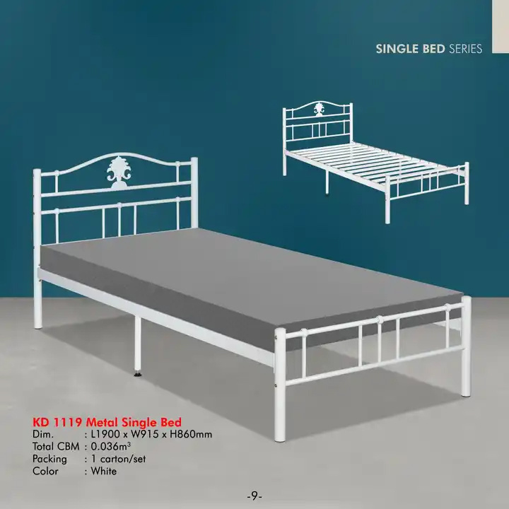 Space Saving Single Bed Iron Metal Bed Frame KD-1119 for Student Portable Single Size Steel Bed