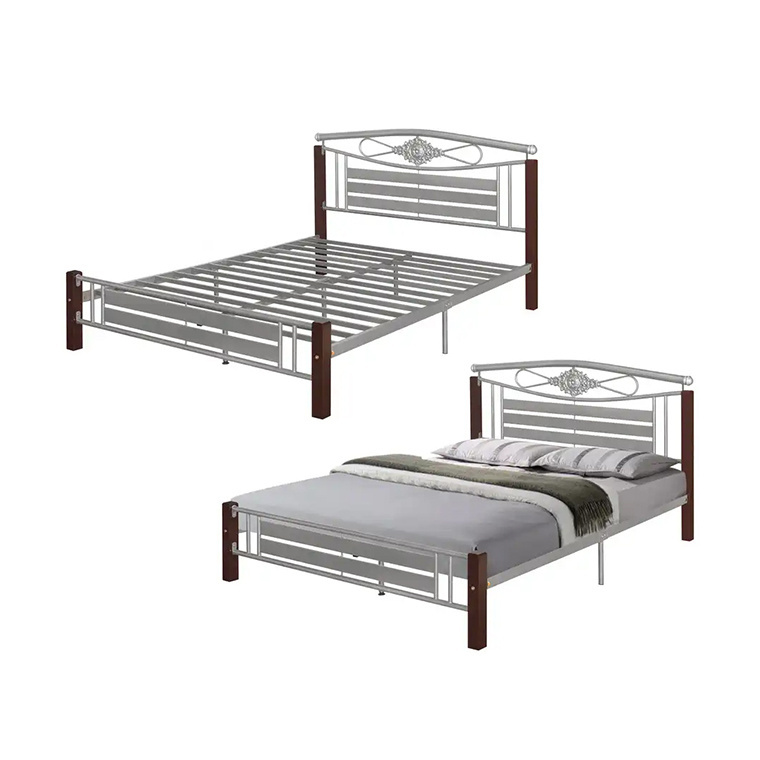 Classic Metal Bed Frame BF-211 Sleeping Bed Platform with Vintage Headboard and Footboard Iron Queen Size Bed