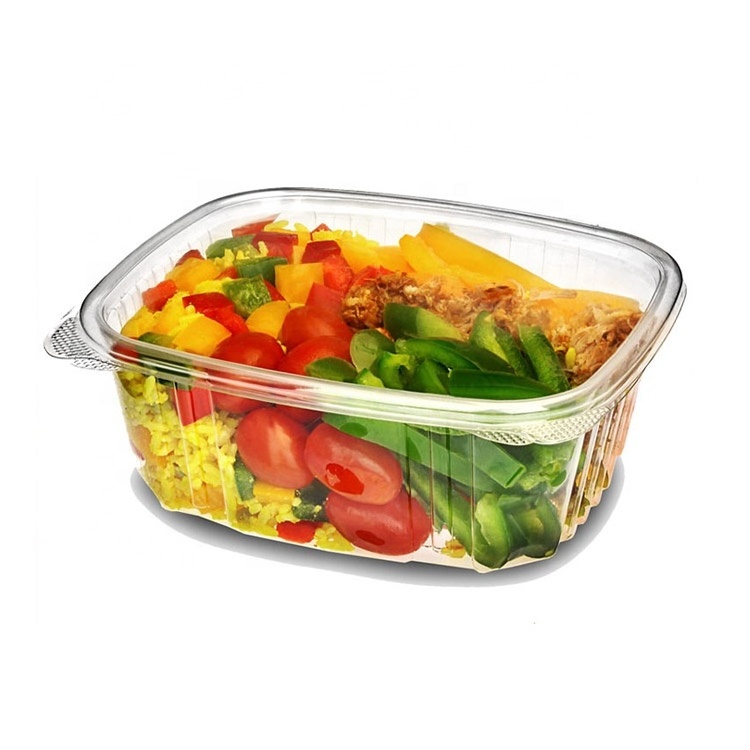 Custom disposable clear plastic blister vegetable packaging clamshell fruit tray pet salad box