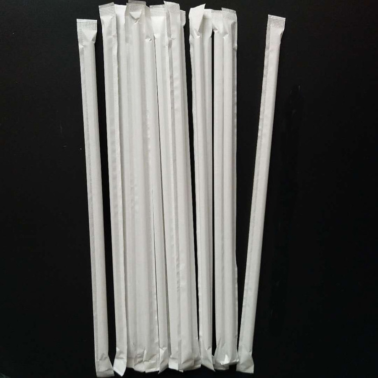 Disposable Long Drinking White Plastic Boba Bubble Tea Straw with logo