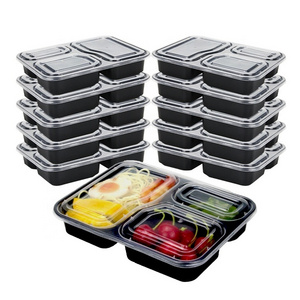 Disposable leakproof custom plastci 4 compartment custom black clear disposable food containers black clear