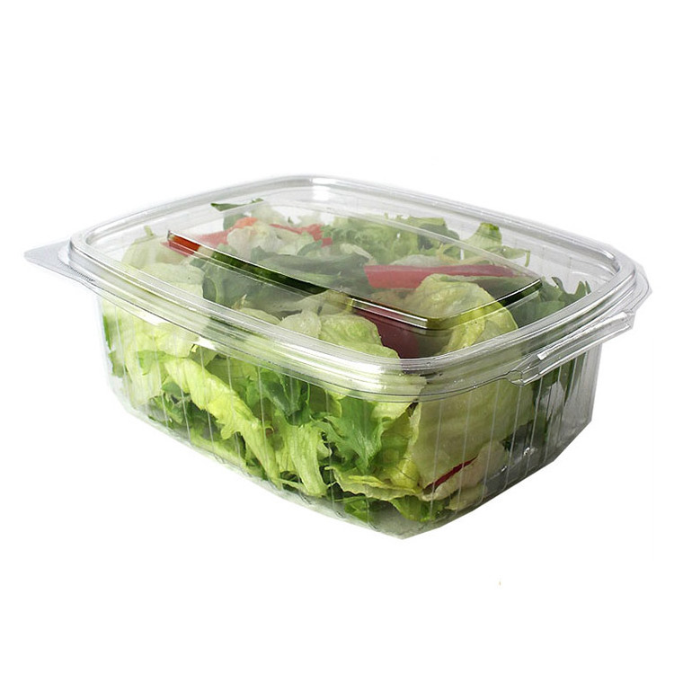 Custom disposable clear plastic blister vegetable packaging clamshell fruit tray pet salad box