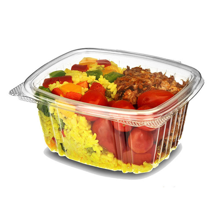 Custom disposable clear plastic blister vegetable packaging clamshell fruit tray pet salad box