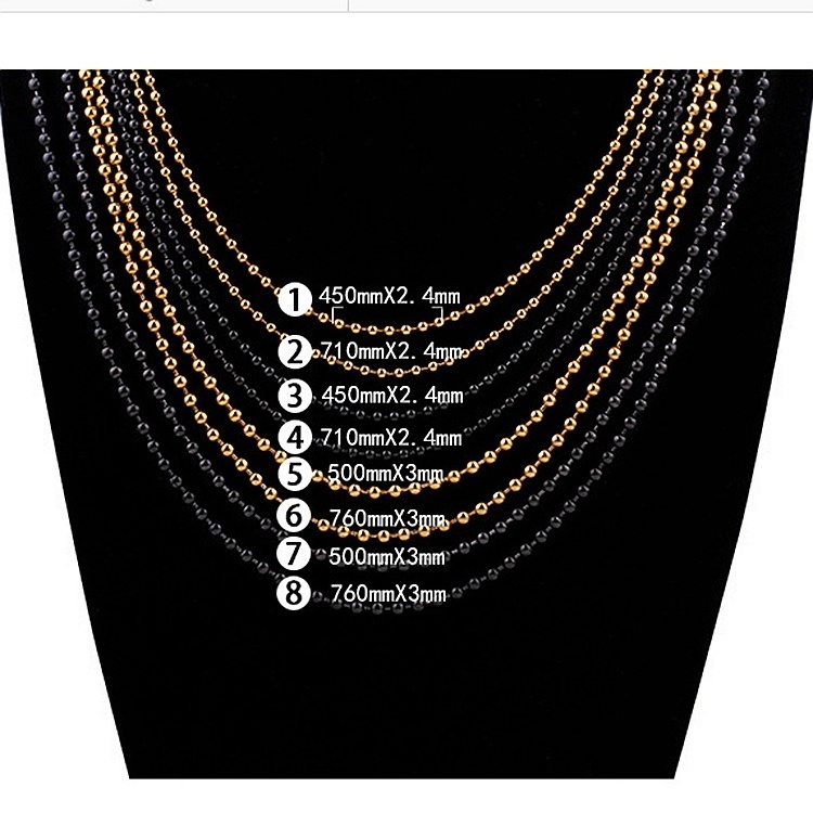 Hot sell 316L Stainless steel ball chain fashion necklace 18k gold chain