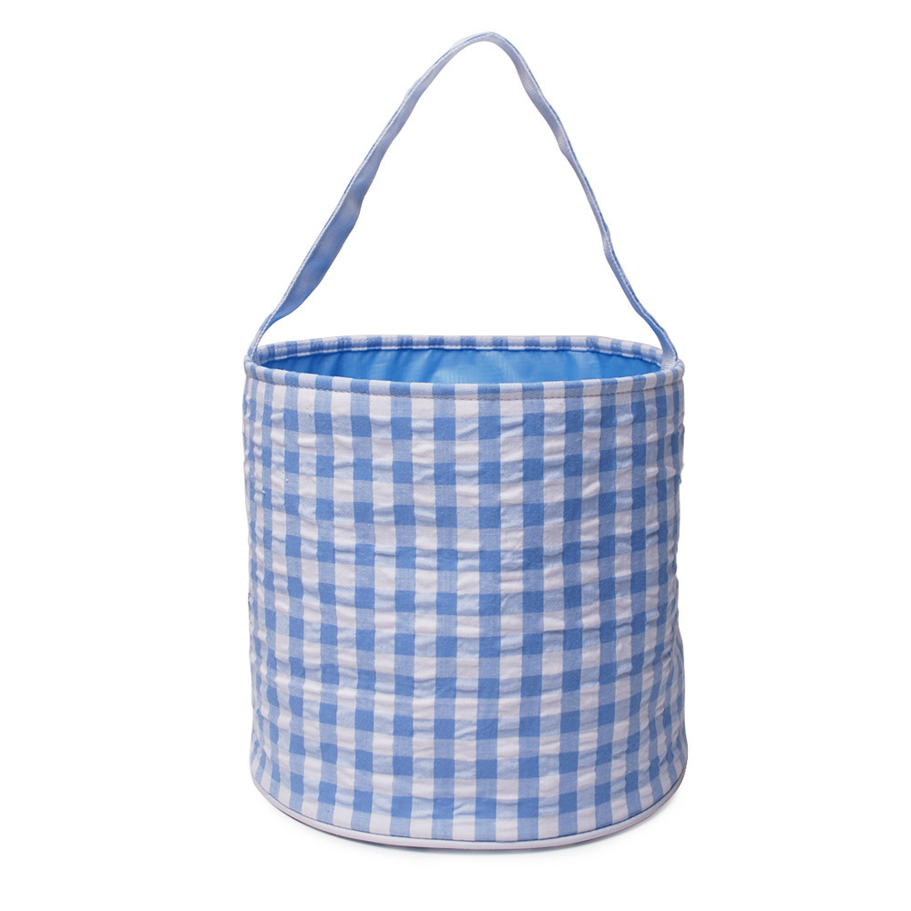 Kids Easter Bucket Plaid Vertical Stripes Easter Baskets Cute Children Candy Handbag DOM1510