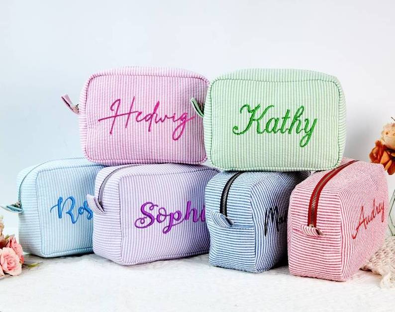 FREE SHIPPING Wholesale Seersucker Cosmetic Bags Case Cotton Makeup Cosmetic Case Bag Travel Toilet Bags DOM-114059