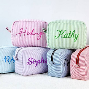 FREE SHIPPING Wholesale Seersucker Cosmetic Bags Case Cotton Makeup Cosmetic Case Bag Travel Toilet Bags DOM-114059