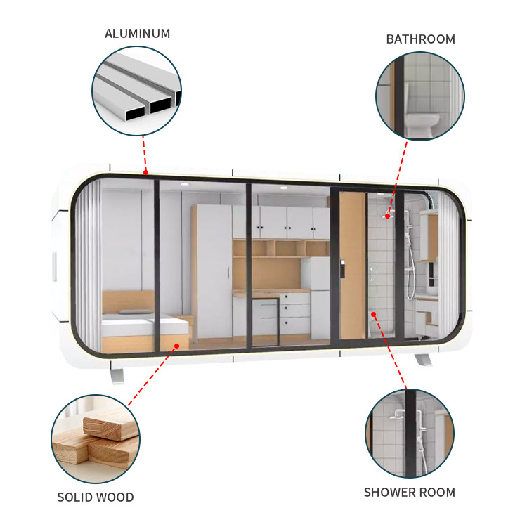 Luxury Camping Space Capsule Prefab cabin Glass Moving House Modern Prefab House Tourism mobile homestay Prefab Container House