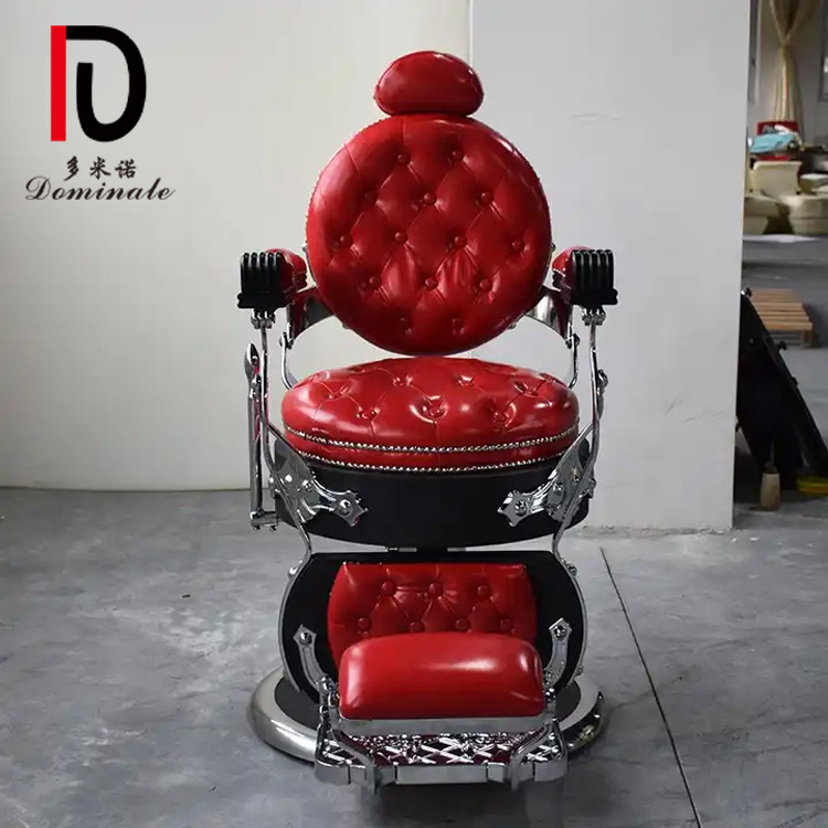 Modern Retro style barbershop red leather styling shaving chair luxury reclining swivel barber chair for salon