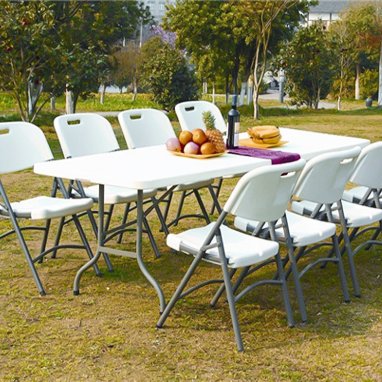 portable outdoor furniture 6ft white rectangular plastic foldable banquet catering folding table