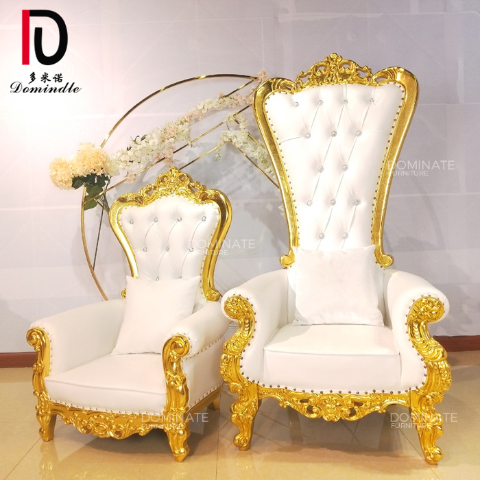 Cheap hot-sale white leather wooden frame kid king throne chair wedding event chairs