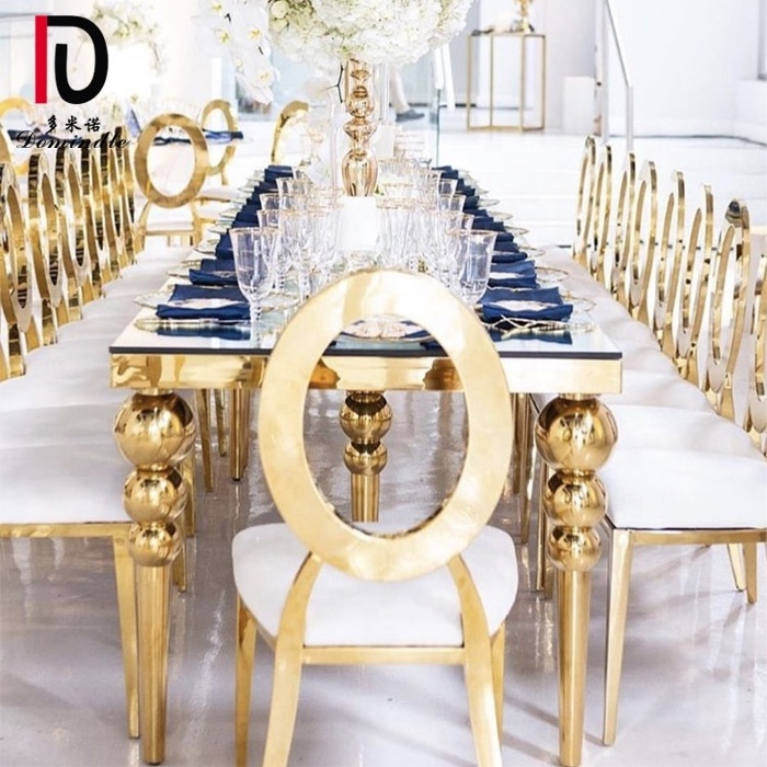 gold stainless steel frame mirror glass top wedding table 10 people tables for wedding