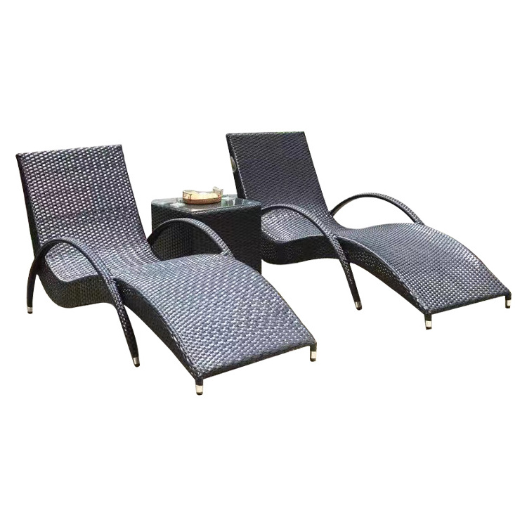 Outdoor Garden Rattan Lounge Chairs adjustable  Pool Lounge Chair set for Poolside