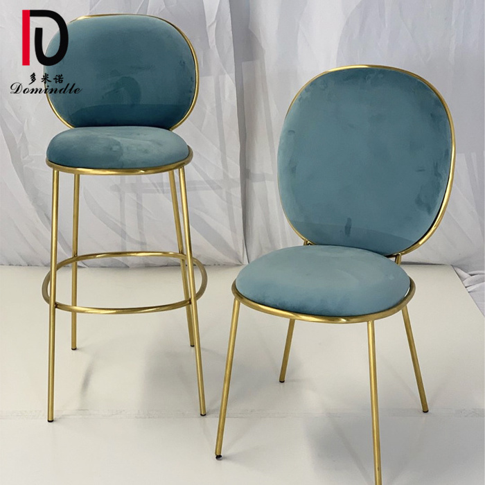 wedding chic comfortable gold stainless steel bar stool with velvet pads