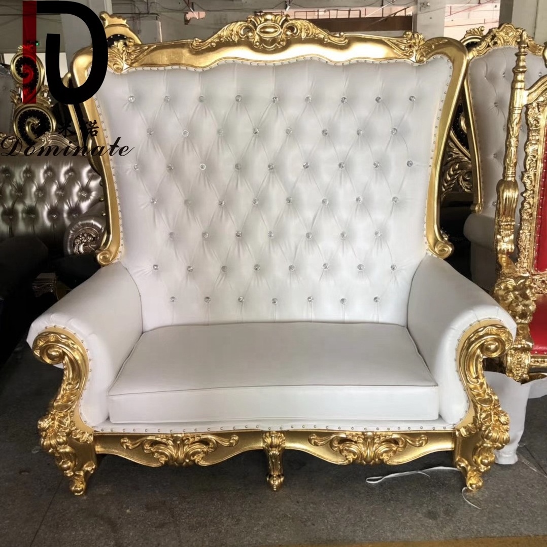 Factory Direct Sale High Back Throne Sofa Chairs Luxury Royal Wooden King And Queen Wedding Sofa Chairs