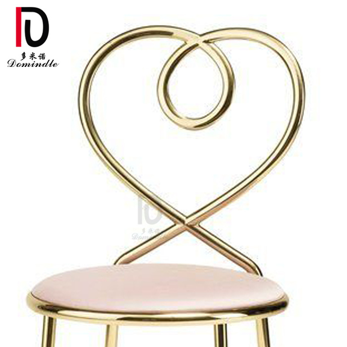 Dominate new modern heart shape back gold stainless steel dining chair