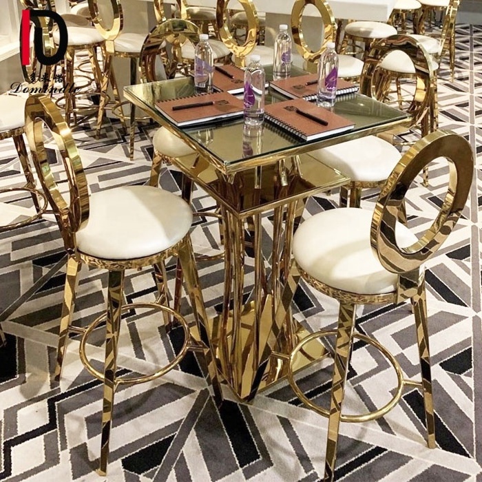 2020 new simple luxury event high gold metal cocktail bar table