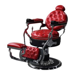 Modern Retro style barbershop red leather styling shaving chair luxury reclining swivel barber chair for salon