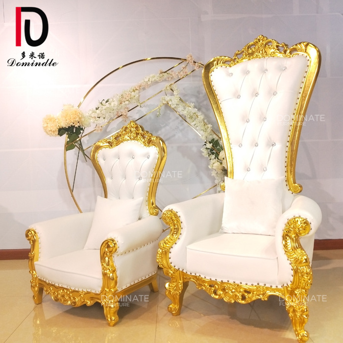 Cheap hot-sale white leather wooden frame kid king throne chair wedding event chairs