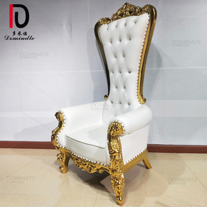 King And Queen High Back Cheaper  King Gold Throne Chairs , High Back Royal Luxury Wedding Chair For Groom And Bride