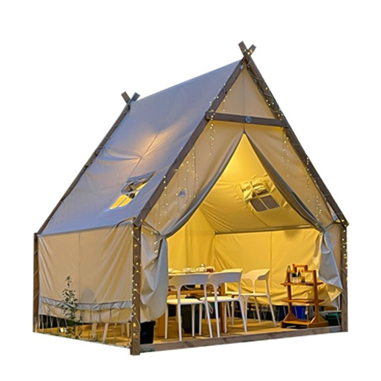 outdoor quality waterproof african camping hotel glamping house lodge safari tent with wood pole frame