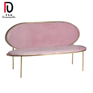 New inventory events gold stainless steel and velvet pad wedding sofa for bride