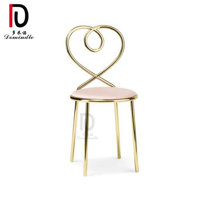 Dominate new modern heart shape back gold stainless steel dining chair