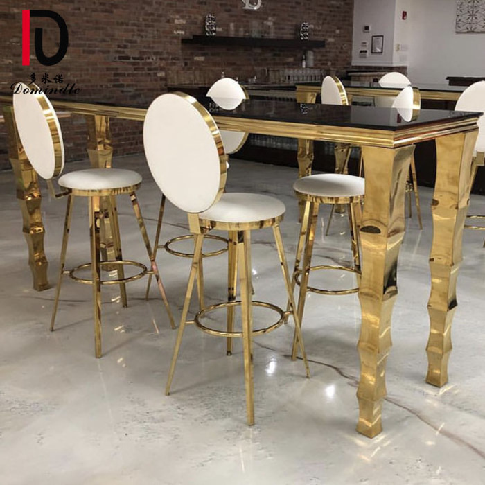 wedding modern glass top gold stainless steel bar table for party