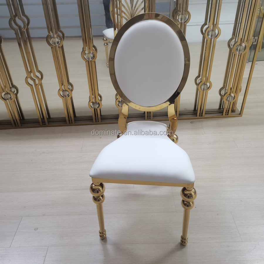 Customized stainless steel frame back flower pu cushion gourd foot wedding hotel dining chair