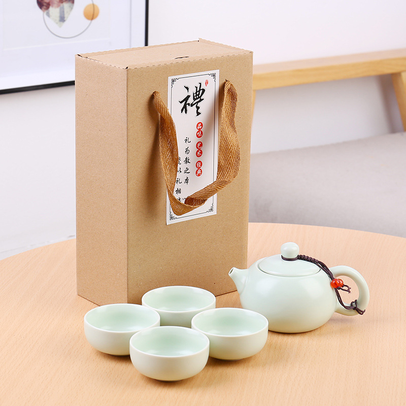 Factory Direct Sale Japan Wholesale Custom KungFu Chinese Tea Set Ceramic Porcelain One Pot Four Cups With Gift Box