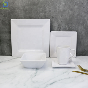 30 Pcs Custom Christmas High Quality Luxury Indian Dinnerware Glaze Stoneware Square Color Ceramic Dinner Set