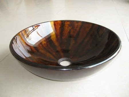 Wholesale Bathroom Glass Sink Art Circular Ceramic Wash Basin