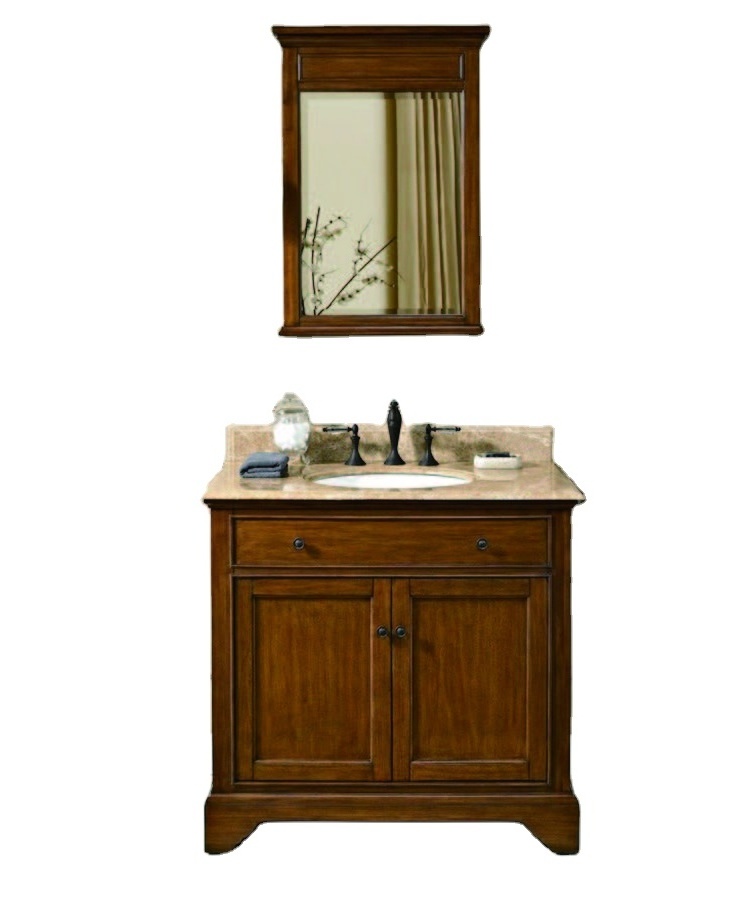 Simple Transitional Bath Cabinet Solid Wood Bathroom Vanity